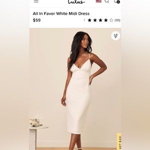 Lulu’s all in favor white midi dress nwt